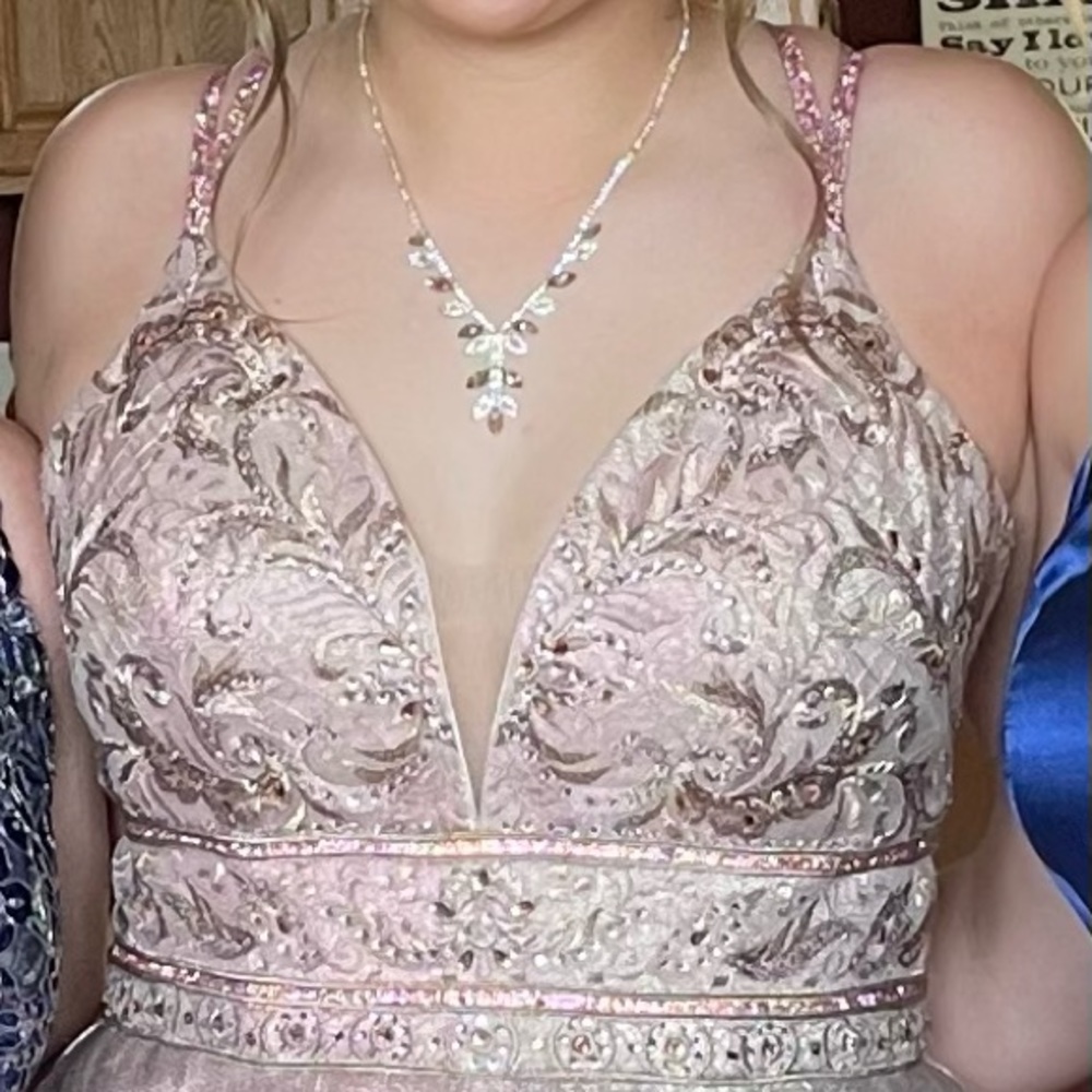 Pink/champagne sparkly prom dress size 10